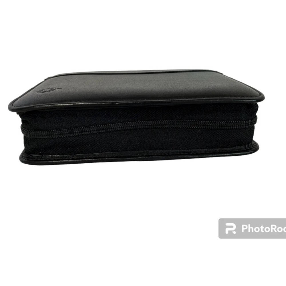 Franklin Covey Black Full Grain Nappa Leather USA Device Holder Zip Binder Tabs - Picture 13 of 15
